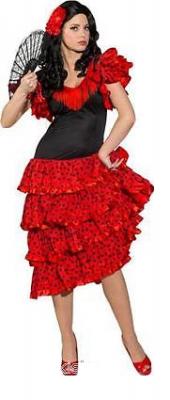 O9297 rot-schwarz Damen Spanierin Flamencokleid - 3