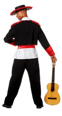 W5269 schwarz-rot-weiß Herren Torero-Stierkämpfer-Spanier Kostüm - 2
