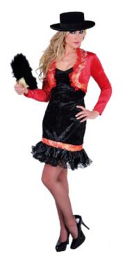 M212146 schwarz-rot Damen Spanierin Flamenco Kleid - 1