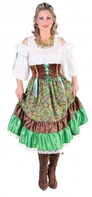 M215182 grün-bunt Damen Ungarin Zigeuner Kleid - 0
