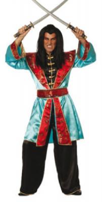 W5641-A türkis-rot Herren Chinese Chinesen Kostüm Anzug Japaner Samurai - 0