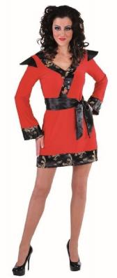 M214181-A rot-schwarz Damen Samurai Schwertkämpfer Kostüm-Kleid - 0