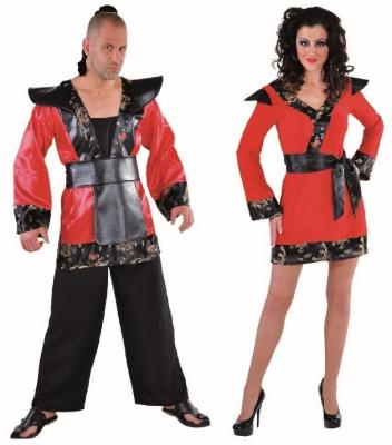 M214274-A rot-schwarz Herren Samurai Schwertkämpfer Japaner Kostüm Anzug - 1