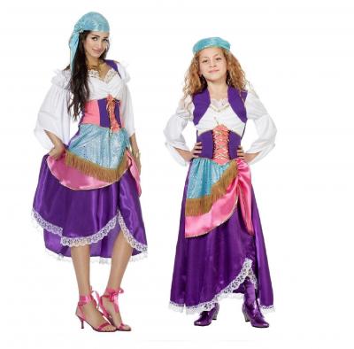 W3382 bunt Kinder Mädchen Ungarin Zigeunerinen Kleid - 3