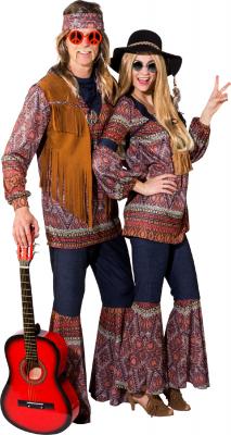 O9848 bunt Damen Hippie Kostüm Anzug Flowerpower Party - 3