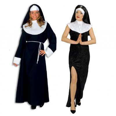 K31250423 schwarz-weiß Damen Sexy Nonnenrobe - 1