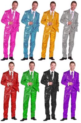 T2206-1700 silber Herren Pailletten Anzug Jackett Sakko Hose Discoanzug - 1