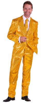 T2206-1400 gold Herren Pailletten Anzug Jackett Sakko Hose Disco Kostüm - 1