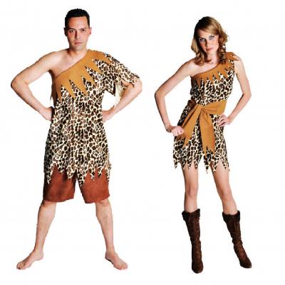 M211140-A braun Damen Neandertaler Kleid Steinzeit Kostüm - 1