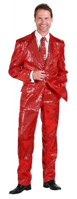 T2206-0500 rot Herren Pailletten Anzug Jackett Sakko Hose Disco Kostüm