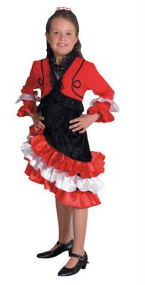 M208004-A rot-schwarz-weiß Kinder Mädchen Flamenco Kleid Spanierin - 0