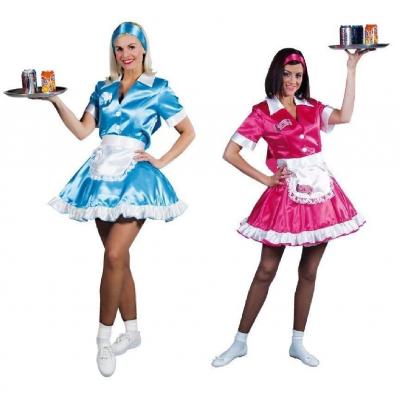 M210112-A blau Damen 50er Jahre Kellnerin Dienstmädchen Kleid - 1