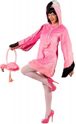 O9123 pink Damen Flamingo Kleid tropischer Vogel Kostüm - 0