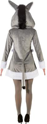 O9140-42-44 grau-weiß Damen Esel Kleid Pferde Kostüm Gr.42-44 - 2