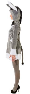 O9140-46-48 grau-weiß Damen Esel Kleid Pferde Kostüm Gr.46-48 - 1