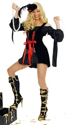 K31250223 schwarz Damen Piraten Kleid Seeräuberin