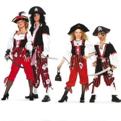 W4307-A rot-schwarz Damen Piratin Seeräuberbraut - 1