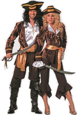 W5344-A braun-bronze Herren Piratenkapitän Seeräuber Kostüm - 0