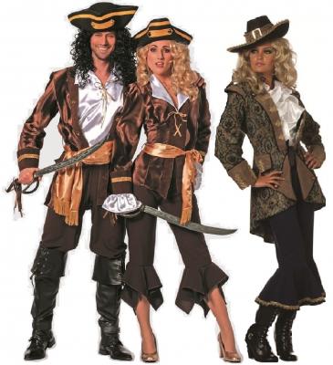 W5344-A braun-bronze Herren Piratenkapitän Seeräuber Kostüm - 1