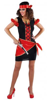 M215138 schwarz-rot Damen Seeräuber Kleid Banditin - 0