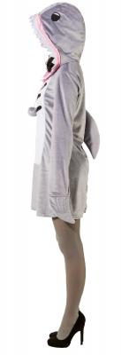 O9983-38-40 grau-weiß Damen Sexy Hai Kleid Raubfisch Kostüm mit Rückenflosse Gr.38-40 - 1