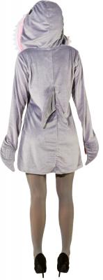 O9983-38-40 grau-weiß Damen Sexy Hai Kleid Raubfisch Kostüm mit Rückenflosse Gr.38-40 - 2