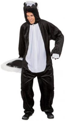 O7360 schwarz-weiß Damen Herren Stinktier Kostüm Overall - 0