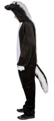 O7360 schwarz-weiß Damen Herren Stinktier Kostüm Overall - 2