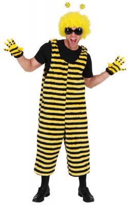 O7282 gelb-schwarz Herren Bienen Latzhose Tier Kostüm