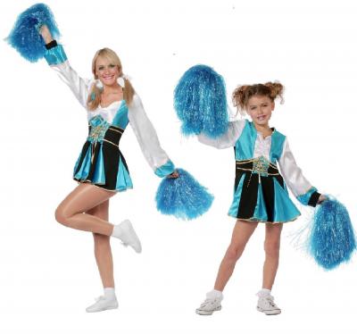 W3744-A schwarz-türkis Kinder Mädchen Cheerleader Highschool Kleid - 1