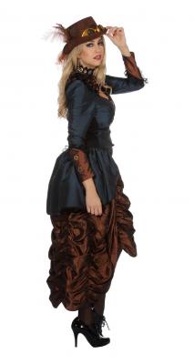 L3203410-42 braun-blau Damen Rokoko Steampunk Burlesque Kostüm Kleid Gr.42 - 1