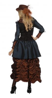 L3203410-42 braun-blau Damen Rokoko Steampunk Burlesque Kostüm Kleid Gr.42 - 2