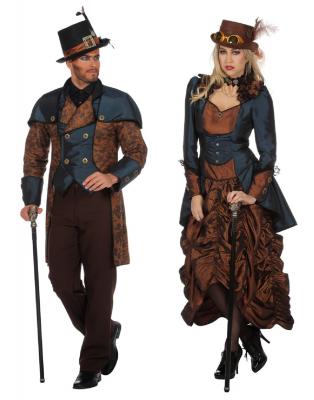 L3303410 braun-blau Herren Rokoko Steampunk Kostüm Anzug - 3