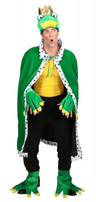 O7539 grün-weiß Damen Herren Froschkönigsumhang Königscape - 0
