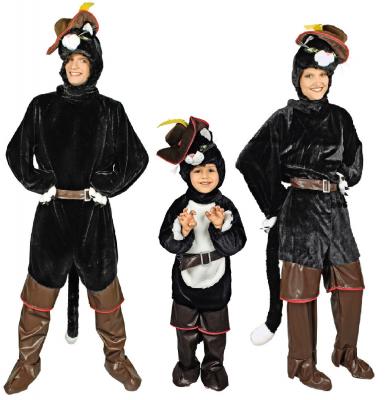 K332537-A schwarz-weiß Kinder Damen Herren Gestiefelter Kater Katerkostüm Katze