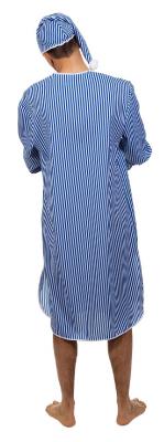 W5367 blau-weiß Herren Nachthemd Schlafwandler Kostüm mit Mütze - 2
