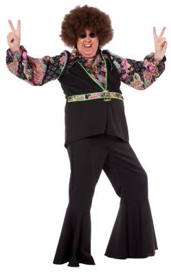 W5471-60 schwarz-bunt Herren Hippie Bluse-Hemd Party Kostüm Gr.60 - 1