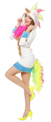 W4232-40 weiß-bunt Sexy Damen Einhorn Kleid Unicorn Kostüm Gr.40 - 1