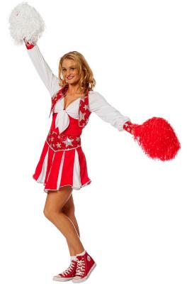 W4182-A-34 rot-weiß Damen Cheerleader Tänzer Trikot Kostüm Gr.34 - 1