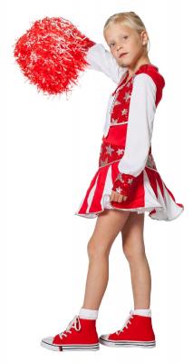 W3182-A rot-weiß Kinder Mädchen Cheerleader Tänzer Trikot Kostüm - 1