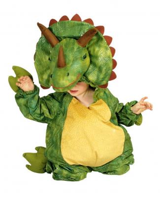 O5236 grün Kinder Triceratops Kostüm Dinosaurier Overall - 0