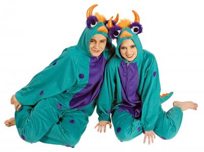 K332544 türkis-lila Kinder Damen Herren Monsterkostüm Tieroverall
