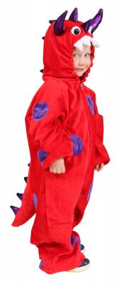 O5235 rot-lila Kinder Monsterkostüm Plüschoverall