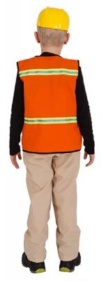 O5265-A beige-orange-gelb Kinder Junge Mädchen Bauarbeiter Kostüm mit Helm und Werkzeug - 1