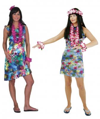 O9526 blau-bunt Damen Hawaii Dame Hawaiikostüm - 1