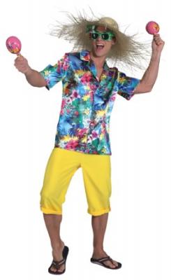 O7366 blau-bunt Herren Hawaiihemd Hawaiikostüm