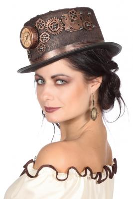 W9210-29 bronze Damen Herren Streampunk Zylinder-Hut mit Anzeiger - 0