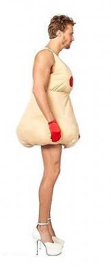 W6509 hautfarben-rot Damen Herren Nackte Dame Partykostüm - 1