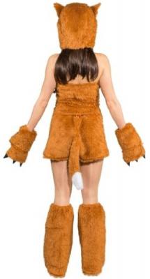 O9759-A braun-weiß Damen Fuchs Kostüm Kleid - 1