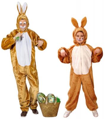 O826 braun-weiß Damen Herren Hasen Kostüm Bunny Overall - 3